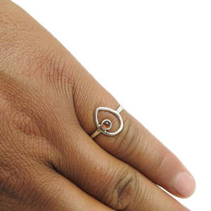 Solid 925 Sterling <b>Silver</b> <b>Ring</b> With Natural Brilliant Round Cut <b>Garnet</b> Gemstone Open <b>Ring</b> Handmade Design Vintage Boho Jewelry - Product Image 3