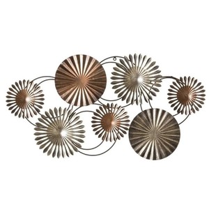 Escultura de Pared Metálica Moderna con Diseño Floral en Azul Turquesa y Dorado, Forma Irregular, Decoración para el Hogar, Arte para Sala de Estar - Product Image 4