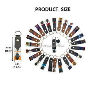 New Arrival Handmade Leather Keychains Stylish Woven Pattern <b>Key</b> <b>Ring</b> Durable <b>Key</b> Holder Western Keychain Gift For Men Women - Product Image 2