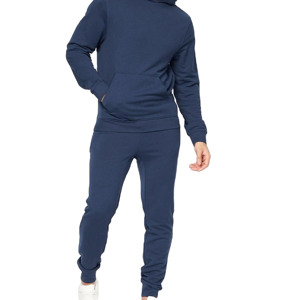 Conjunto Deportivo de Sudadera con Capucha y Pantalones Jogger para Hombre, Color Azul Marino, de Algodón y Felpa, con Bolsillo Tipo Canguro, Puños Acanalados, Cintura Elástica, Corte Ajustado, para Viaje - Product Image 2
