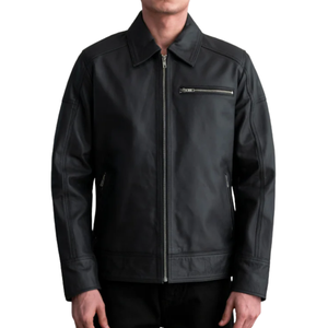 Best Selling Men's <b>Mandarin</b> <b>Collar</b> Quilted Hooded Leather <b>Jacket</b> Winter Waterproof Zipper Closure Front Logo - Product Image 6