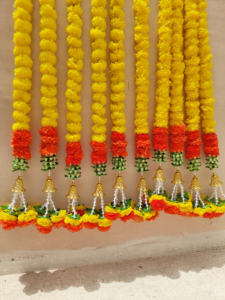 มาลัยดอกไม้ดาวเรืองปุยสุดๆฮาดิวาลีชาวโบฮีเมียนแบบดั้งเดิมของอินเดียฉากหลังแต่งงานของตกแต่งบ้าน - Product Image 4