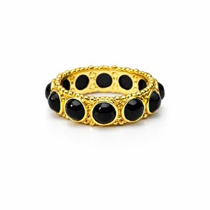 Anillo de Eternidad de Ónix Negro Chapado en Oro de Lujo, Estilo Nuevo, Anillo de Banda con Textura de Diseñador para Mujer, Joyería Personalizada con Piedras Preciosas - Product Image 1