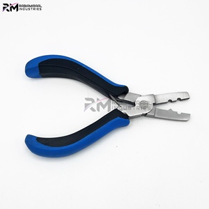 Alicates RMI de la mejor calidad, de acero inoxidable, para extensiones de cabello/joyería, con punta plateada y mango negro/azul. - Product Image 3