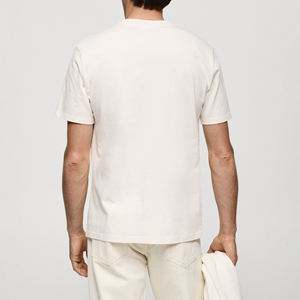 T-shirt à manches courtes pour homme, col rond, coupe classique, couleur unie, tissu tricoté décontracté, orange - Product Image 3