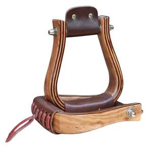 Estribos de Montar a Caballo de Madera Hechos a Mano de Lujo, Estribos de Seguridad Occidentales Cubiertos de Cuero, Venta al por Mayor de Fábrica OEM ODM - Product Image 1