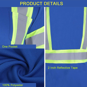 เสื้อเชิ้ตนิรภัยโพลีเอสเตอร์ 100% สวมใส่สบาย ระบายอากาศได้ดี มีแถบสะท้อนแสง สำหรับงานโลจิสติกส์ รับสกรีนโลโก้ตามแบบ - Product Image 4