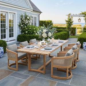 Juego de Comedor de Lujo Contemporáneo para Exteriores, Mesa de Madera de Teca con Sillas de Cuerda, 4 Piezas, Asientos Acolchados para Patio, Jardín, Hotel, Resort, Villa - Product Image 1