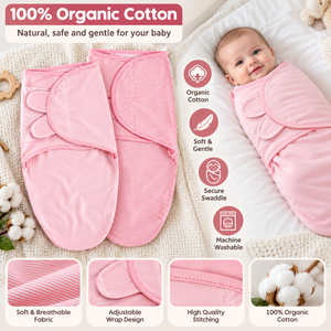 Saco de Dormir Orgánico para Bebé |   Paquete de 2 mantas para recién nacidos |   Envoltura para Dormir 100% Algodón Orgánico |   Ropa de Dormir Ajustable para Bebés - Product Image 6