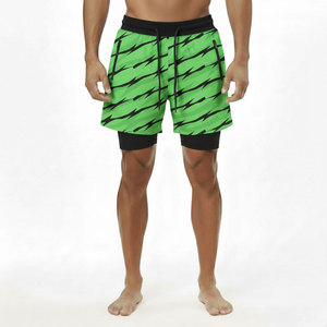 Shorts de sport 2-en-1 personnalisés pour hommes avec doublure de compression intégrée, fabricant ODM, imperméables, séchage rapide, fermeture à cordon, vêtements de sport - Product Image 3