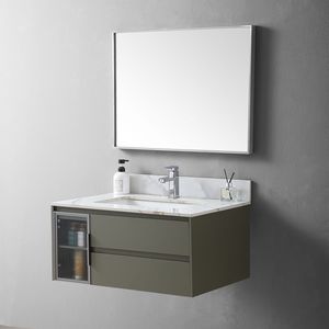 Montary Top per mobile bagno in pietra da 31 pollici Carrara Gold con lavabo in ceramica a incasso, foro singolo per rubinetto e paraschizzi - Mobili bagno singoli - Product Image 6