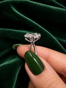 Luxury <b>Emerald</b> Cut Solitaire Lab Grown Diamond Engagement Wedding <b>Ring</b> <b>Silver</b> IGI Certified Classic Bridal Promise Fine Jewelry - Product Image 2