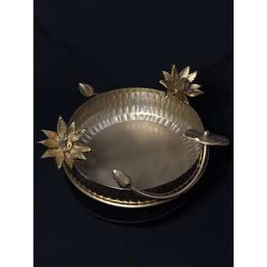 Bol à fleurs en métal pour dattes et chocolat, décoration Ramadan, pour service de table et aménagement de salle à manger de luxe, décoration élégante pour la maison, couleur or - Product Image 5