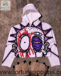 Sudadera con capucha personalizada de hip-hop con estrella rosa para hombre, de algodón puro, informal, unisex, según los requisitos del cliente. - Product Image 2