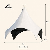 Tente de glamping BOTEEN Factory avec membrane 950G, structure en acier 76-88mm, tuyau 80x100, paroi PVC 0.8mm, doublure AluCotton 240g, tissu élastique, idéale pour les centres de villégiature