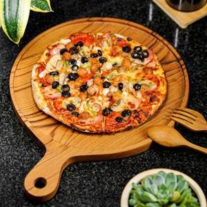 Wooden Steak <b>Pizza</b> Serving Plate | Solid Wood Round Board for Restaurant Use - Product Image 2