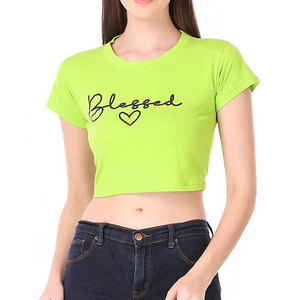 Top Corto Ligero de Moda, Diseño de Primera Calidad, Transpirable, Ajustado, Cuello Redondo, Manga Corta, con Logotipo Personalizado Estampado para Mujer - Product Image 1