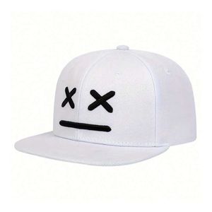 Unisex Street Style Snapback Cap 6-Panel Embroidered Character Design <b>Black</b> White Adjustable Fit Casual 100% Polyester Sports - Product Image 2