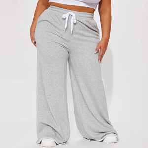 Women’s Wide Leg Sweatpants High Waist Drawstring Lounge Pants Ladies Loose Fit Fleece Sweatpants Casual Wide Leg Joggers Women - Product Image 1