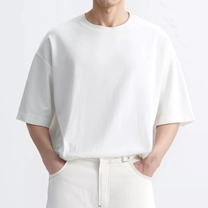 T-shirt noir ample pour homme, col rond, manches courtes, en coton, style décontracté streetwear, haut tendance - Product Image 2