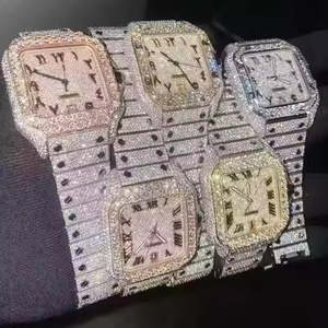 Montre de luxe en quartz sertie de diamants Moissanite pour homme, montre-bracelet élégante pour homme - Product Image 5