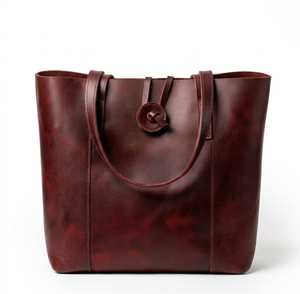 Minimalist Genuine Leather <b>Tote</b> Bag Solid Color Open Top Daily Use Women's Handbag All Seasons - Product Image 1