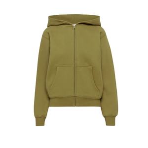 Sweat à capuche en coton surdimensionné pour femmes, fermeture éclair décontractée, uni, fermeture éclair complète, personnalisé, marque, Design - Product Image 2