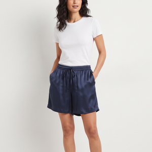 Women High Drawstring Waist Satin <b>Shorts</b> 100% Silk Loose Fit Oversize Adjustable Waist Soft Lightweight <b>Lounge</b> Sleepwear <b>Shorts</b> - Product Image 6