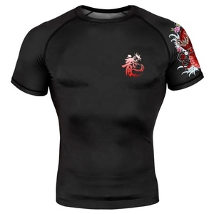 <b>Men's</b> Rashguard Shortsleeve Fully Printed BJJ Custom OEM Manufacturer Polyester Spandex 4-Way <b>Stretch</b> Premium Breathable - Product Image 1