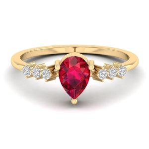 REYES Luxurious 925 Sterling Silver GRA Certified Moissanite <b>Rings</b> For Women <b>Dainty</b> Pear Cut 0.75 Carat Ruby Gemstone Jewelry - Product Image 1