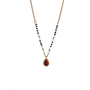 Collier tendance plaqué or avec pendentif goutte d'eau grenat, idéal pour femme, cadeau de Saint-Valentin - Product Image 1