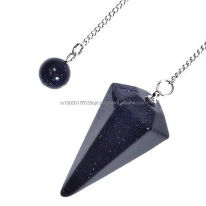 Fournisseur en gros cristaux de pierre naturelle artisanat pierre d'or bleu guérison à facettes radiesthésie chakra reiki pendule - Product Image 1