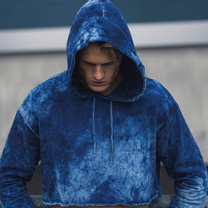 Sudadera con capucha para hombre, de manga larga, corta, lavada, estilo urbano de invierno, con hombros caídos, top corto de moda para hombre - Product Image 5