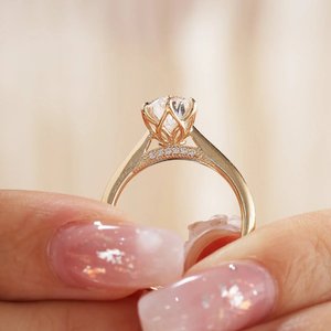 Elegant Gold 925 Sterling <b>Silver</b> <b>Adjustable</b> Lab Grown Diamond <b>Ring</b> Timeless Fine Jewelry Statement <b>Ring</b> for Women - Product Image 5