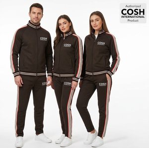Ensemble de survêtement noir pour homme, style rétro, avec poignets côtelés rayés, tissu très élastique, ensemble de jogging 2 pièces - Vêtements de fitness OEM/ODM - Product Image 1