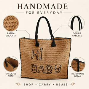 Handmade Raffia Crochet Tote <b>Bag</b> | Handwoven Boho Shoulder <b>Bag</b> for Women Large Beach Shopping Reusable Everyday Carry <b>Bag</b> Custom - Product Image 5