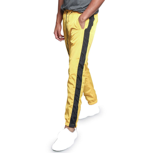 Pantalon de survêtement jaune brillant personnalisé pour homme, avec bande latérale, style hip-hop streetwear, coupe-vent imperméable pour le sport et le fitness, vente en gros - Product Image 4
