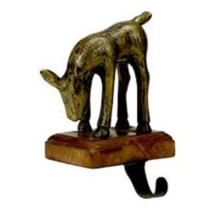Golden Aluminium Reindeer Stocking <b>Holder</b> For Christmas Mantel Decor Vintage Style Metal Festive Hook For Home Decoration - Product Image 1
