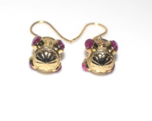Pendientes de Aro con Bola de Rubí Natural, Chapados en Oro de 18K, Hechos a Mano, Estilo Bohemio Vintage, con Certificado IGI, 13.8g, Regalo de Boda - Product Image 4
