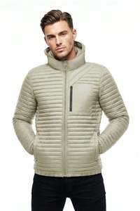 Blouson matelassé blanc à capuche pour femme, léger, coupe-vent, fermeture éclair sur le devant, manteau d'hiver décontracté, couleur unie, coupe ajustée, polyester, polaire - Product Image 2