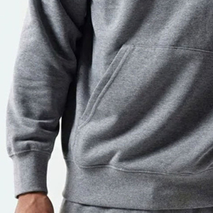 Men's Hooded Fleece <b>Sweatshirt</b> 100% Cotton Regular Fit Solid Gray Casual Pullover with Pocket Autumn Wear - Product Image 4