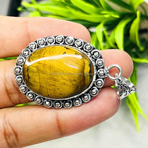 Pendentif en argent sterling massif 925 oeil de tigre pendentif en pierre précieuse bijoux en argent faits à la main bijoux oeil de tigre cadeaux de noël pour elle - Product Image 3