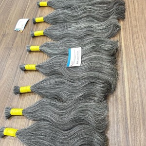 Cheveux naturels gris en vrac, extensions de cheveux vietnamiennes en vrac, couleurs clair et foncé gris, haute qualité. - Product Image 5