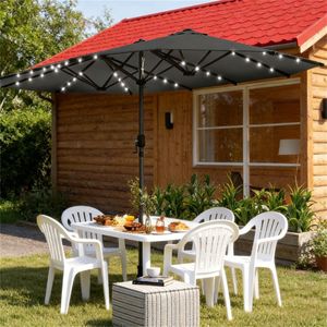 Parasol de jardin solaire gris pour terrasse et cour - Durable et résistant aux intempéries - Product Image 3