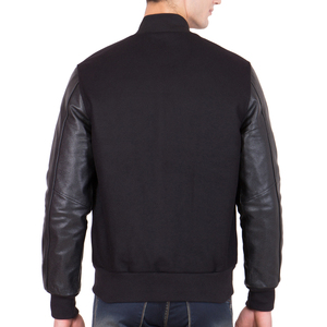 <b>Mens</b> All Black Varsity <b>Jacket</b> Black Leather Sleeves Letterman Bomber <b>Jacket</b> Casual Baseball Style Fashion Winter <b>Warm</b> Outerwear - Product Image 5
