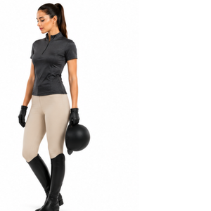 Chemise d'équitation professionnelle pour femmes, sport de plein air, coton, compression légère, coupe haute, manches courtes, été, équestre - Product Image 2