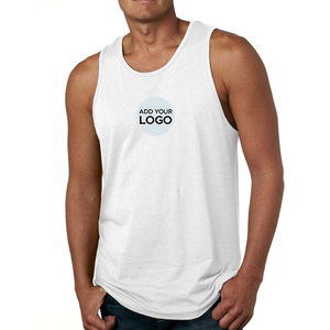 Débardeur en coton noir pour homme, personnalisable avec logo par transfert thermique, col rond, style décontracté, couleur unie, design frontal, haute qualité - Product Image 3