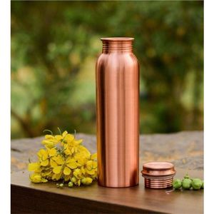 Wholesale Pure Copper <b>Water</b> <b>Bottle</b> Custom Logo 1L Leakproof Eco Friendly Seamless Pure Copper Flask <b>Gym</b> Sports Copper <b>Bottle</b> - Product Image 1