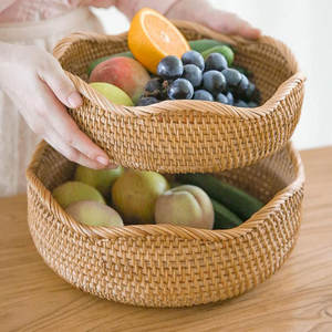 Handcrafted Bohemian Decorative <b>Rattan</b> <b>Basket</b> Woven <b>Storage</b> for Stylish Organization - Product Image 2