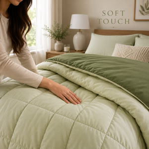 Elegante Edredón Reversible de Microfibra de Doble Tono Verde Oliva y Verde Salvia de 350 GSM |   Ropa de Cama Suave, Cálida y Acogedora para Dormitorios Modernos - Product Image 2